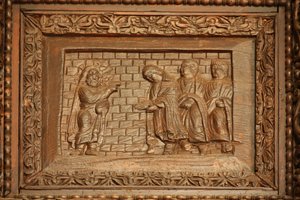 Paneel van 5C deur: de verrezen Christus verschijnt aan zijn discipelen